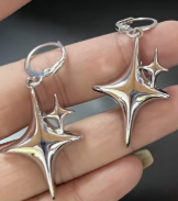 ER1262	Double Star Hoop Earrings - Extreme Largeness Wholesale