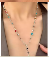 LNK683	Crystal Chain Necklace Silver - Extreme Largeness Wholesale