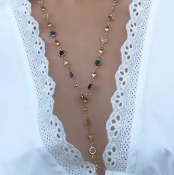 LNK684	Crystal Chain Necklace Gold - Extreme Largeness Wholesale