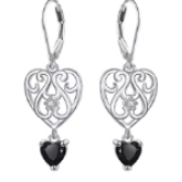 ER1269	Gothic Heart with Black Gem Earrings - Extreme Largeness Wholesale