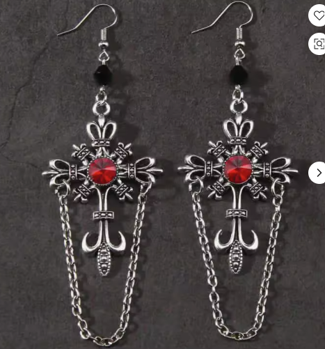 ER1278 Ornate Cross with Chains Earrings - Extreme Largeness Wholesale