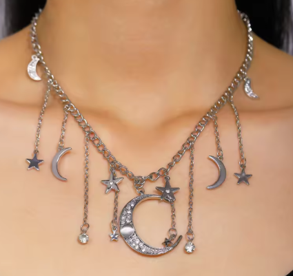 LNK704	Moon/Star Multi Necklace - Extreme Largeness Wholesale