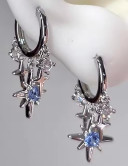 ER1208 Stars & Gems Small Hoop Earrings