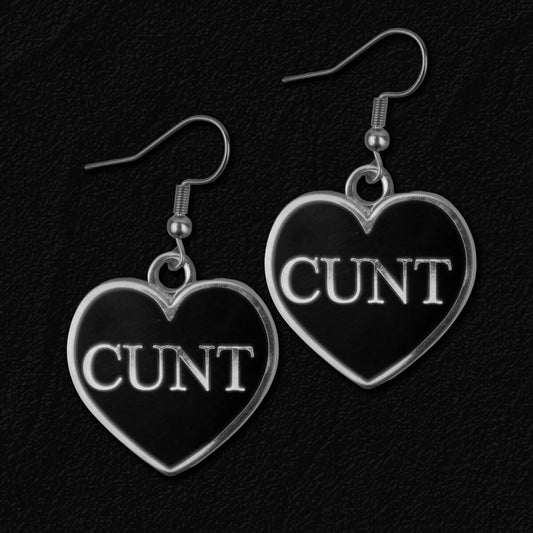 Cunt Black Heart Earrings • Extreme Largeness Wholesale