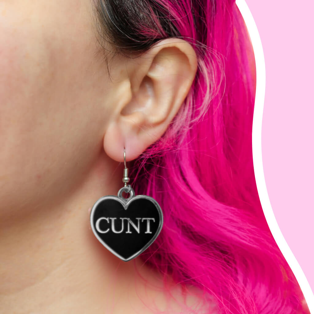 Cunt Black Heart Earrings • Extreme Largeness Wholesale