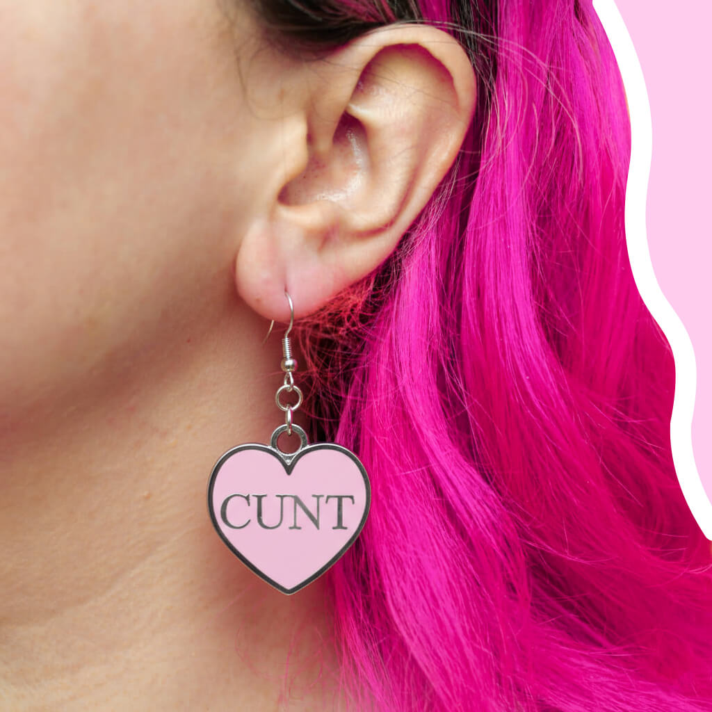 Cunt Pink Heart Earrings • Extreme Largeness Wholesale