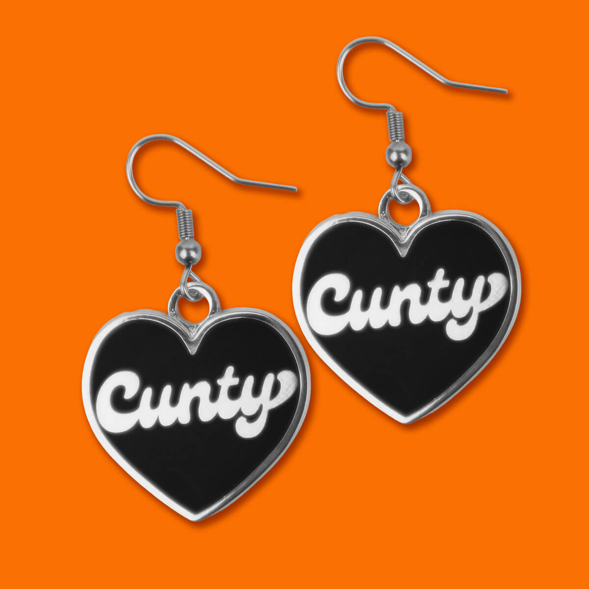 Cunty Black Heart Earrings • Extreme Largeness Wholesale