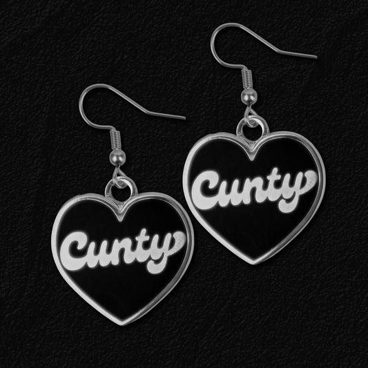 Cunty Black Heart Earrings • Extreme Largeness Wholesale