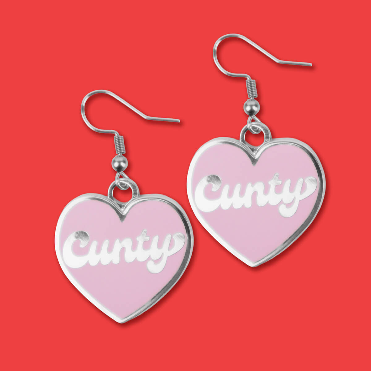 Cunty Pink Heart Earrings • Extreme Largeness Wholesale
