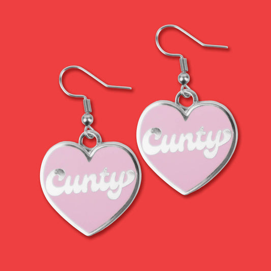 Cunty Pink Heart Earrings • Extreme Largeness Wholesale