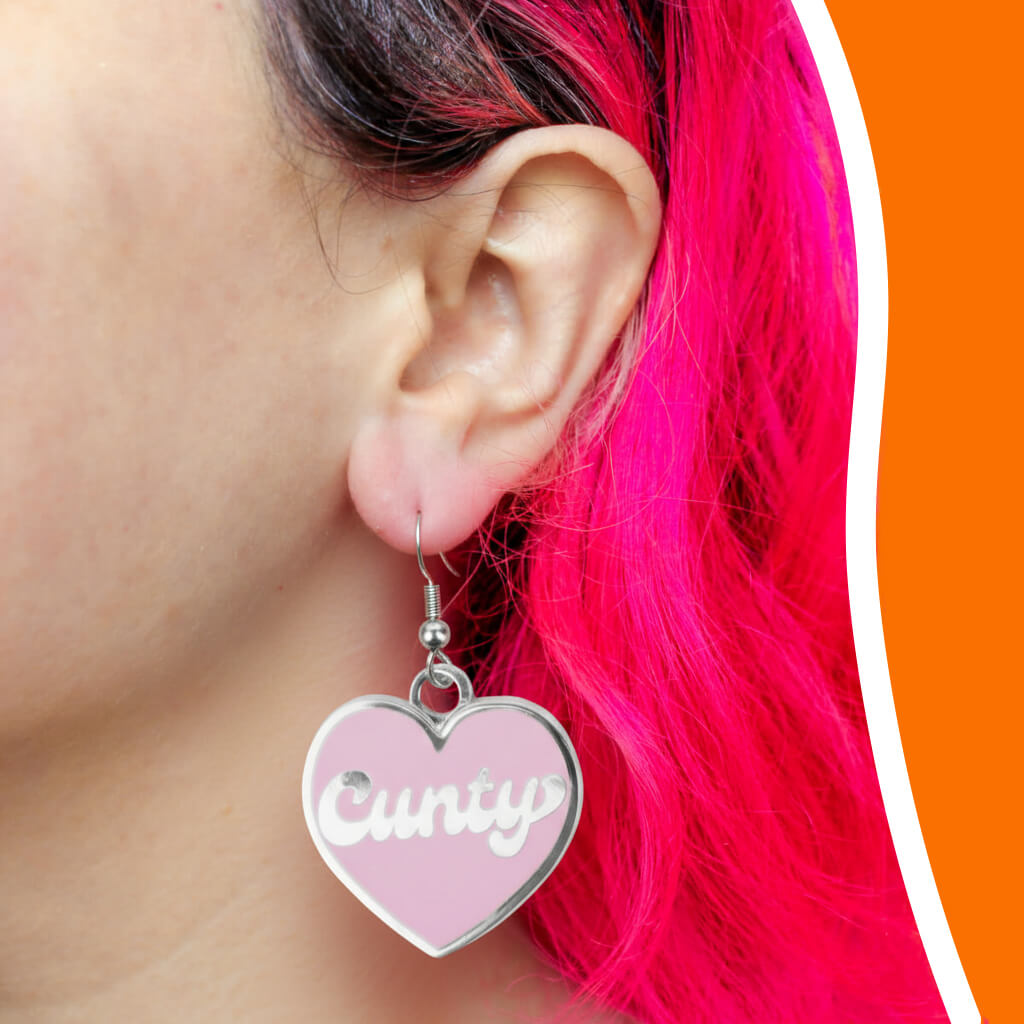 Cunty Pink Heart Earrings • Extreme Largeness Wholesale