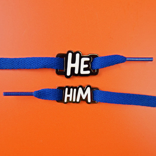 HE/ HIM SHOELACE TAGS - PACK OF 5 - Extreme Largeness Wholesale