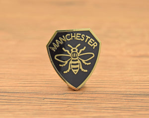 Manchester Bee Shield Enamel Pin | Extreme Largeness Wholesale
