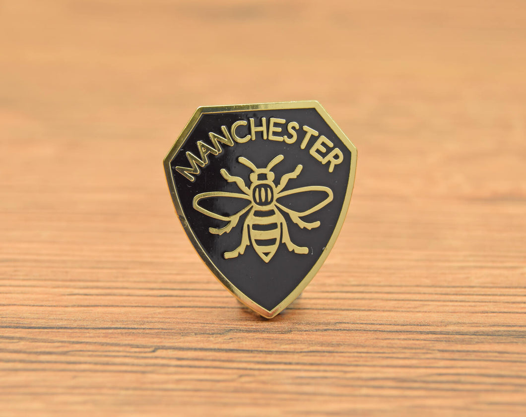 Manchester Bee Shield Enamel Pin | Extreme Largeness Wholesale