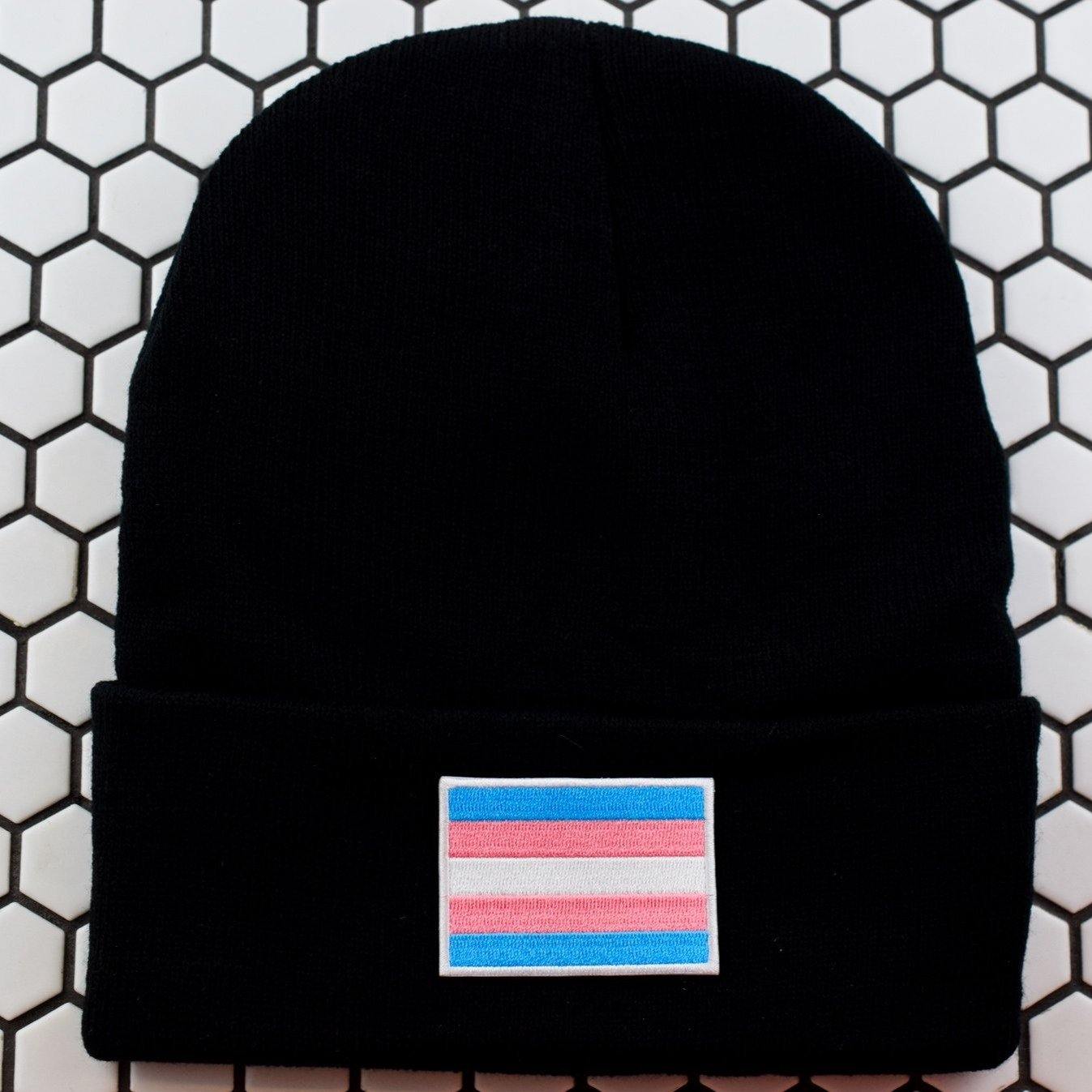 Transgender Flag Patch Beanie - Pack of 3 - Extreme Largeness Wholesale